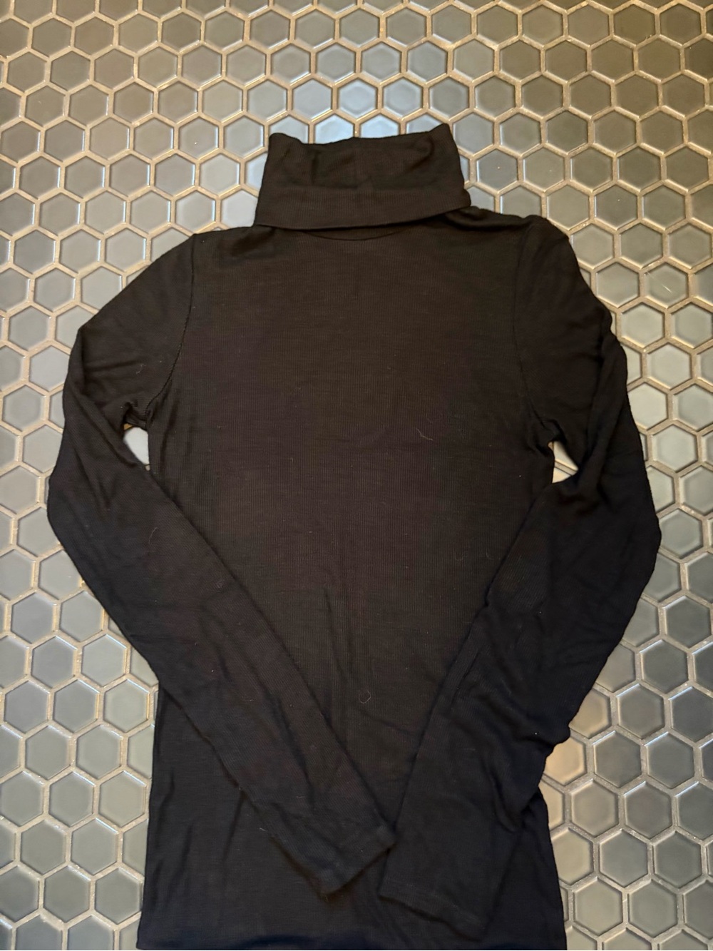 Michael Stars Black Long-Sleeve Ribbed T Turtleneck Top
